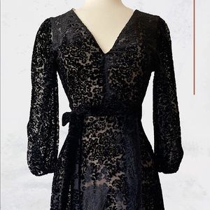 Alice & Olivia velour burnout midi cocktail dress